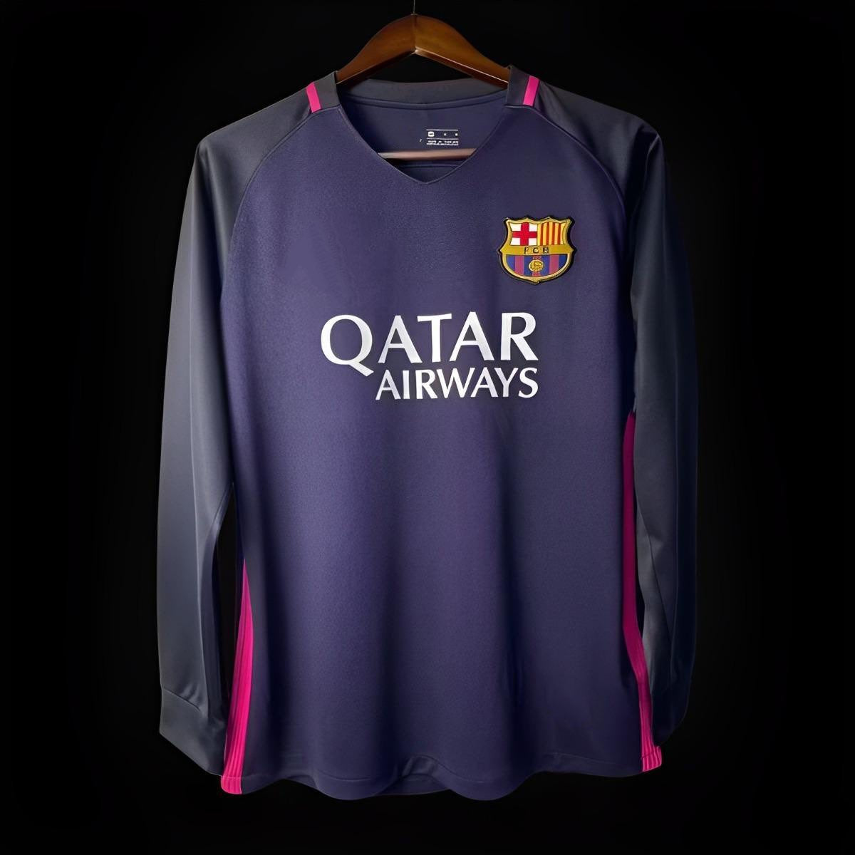Camiseta retro de visitante del FC Barcelona de manga larga 2016-2017