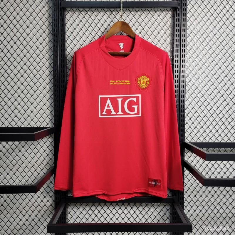 Camiseta retro de manga larga del Manchester United, temporada 2007-2008.