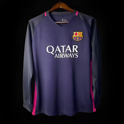 Camiseta retro de visitante del FC Barcelona de manga larga 2016-2017